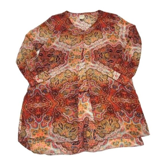 Chicos’s Women’s Double Layer Tunic Blouse Long Sleeve Size 2 - Picture 1 of 8